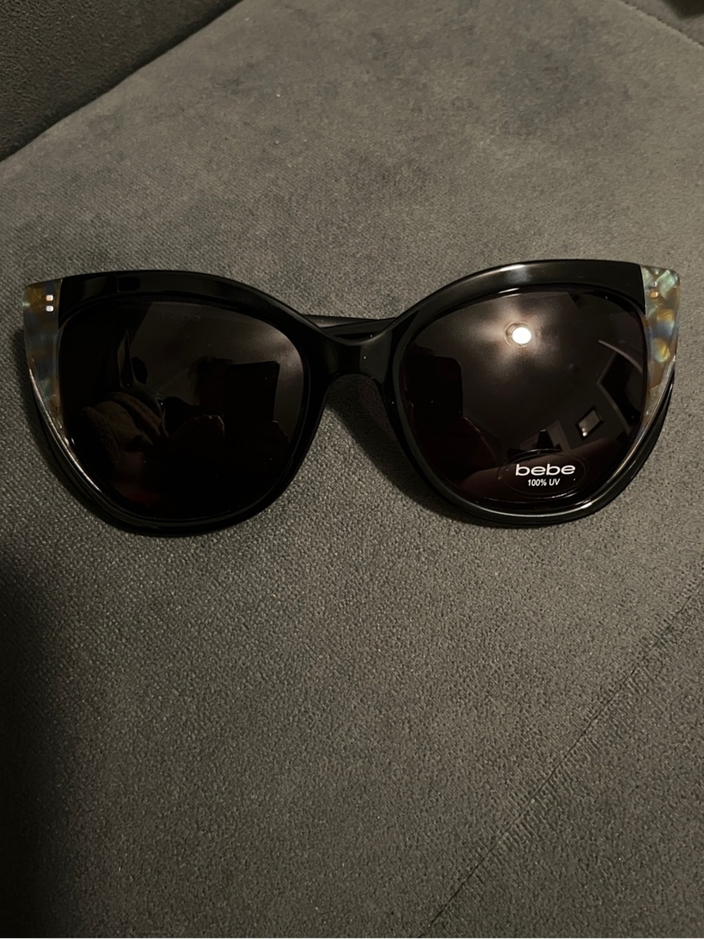bebe Black Cat-Eye Sunglasses with Tortoise Accent Tips